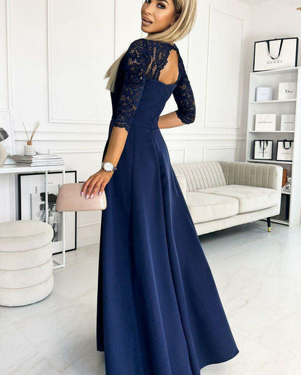 Chic Black Lace Evening Gown by Numoco