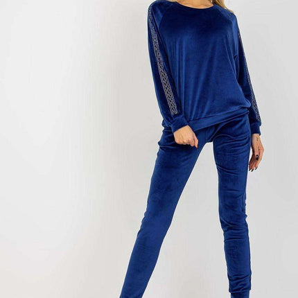 Rhinestone-Embellished Luxurious Velour Lounge Set