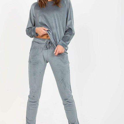 Rhinestone-Embellished Luxurious Velour Lounge Set