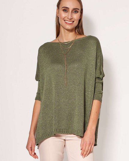 Luxurious Metallic Oversized Knit Sweater MKM