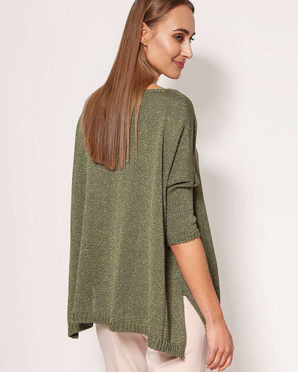 Luxurious Metallic Oversized Knit Sweater MKM