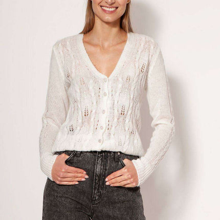 Sophisticated Deep V-Neck Knit Cardigan