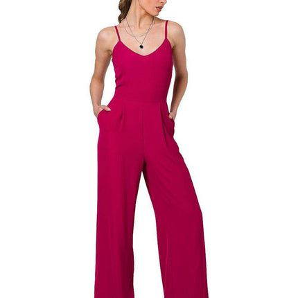 Sophisticated Office-to-Dinner Jumpsuit with Adjustable Spaghetti Straps
