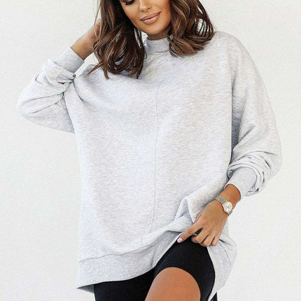 Extended Cut Cotton Sweatshirt With Decorative Stitching