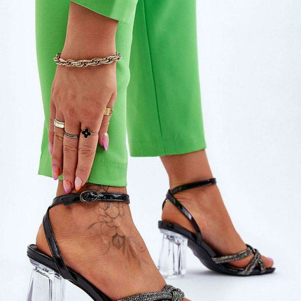 Glamorous Rhinestone-Embellished Heel Sandals - Style 177715