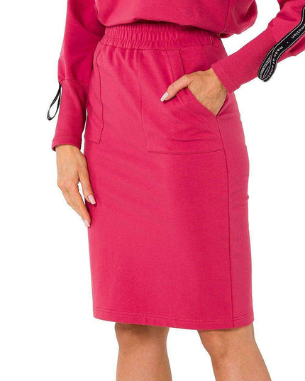 Knit Sweatshirt Skirt with Side Pockets and Elastic Waistband