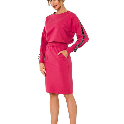 Knit Sweatshirt Skirt with Side Pockets and Elastic Waistband