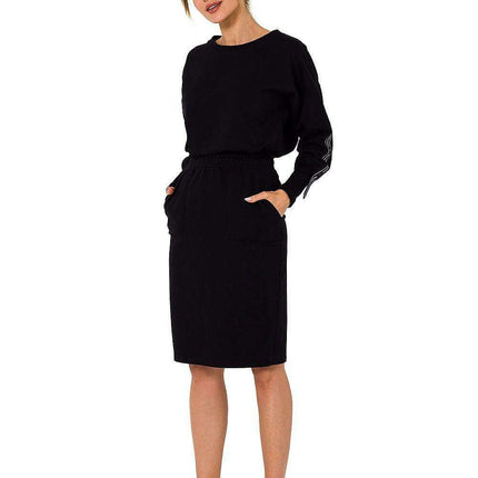 Knit Sweatshirt Skirt with Side Pockets and Elastic Waistband