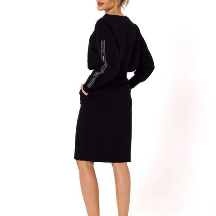 Knit Sweatshirt Skirt with Side Pockets and Elastic Waistband