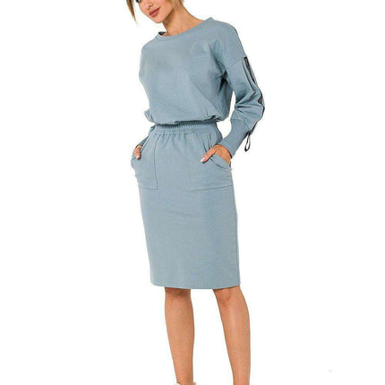 Knit Sweatshirt Skirt with Side Pockets and Elastic Waistband