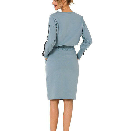 Knit Sweatshirt Skirt with Side Pockets and Elastic Waistband