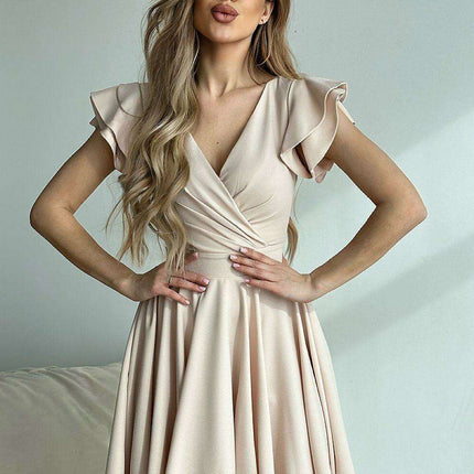 Flouncy Sleeve Fit and Flare Cocktail Dress