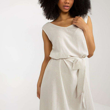 Elegant Heart Neckline Belted Summer Dress For Women