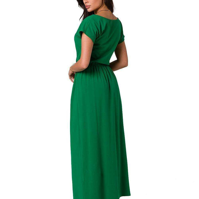 Sophisticated Asymmetric Neckline Cotton Maxi Dress
