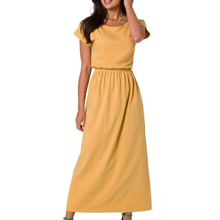 Sophisticated Asymmetric Neckline Cotton Maxi Dress