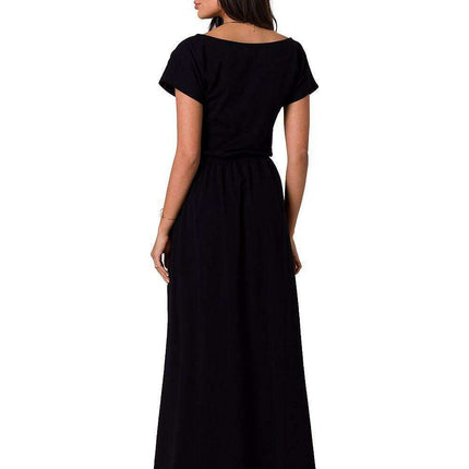 Sophisticated Asymmetric Neckline Cotton Maxi Dress