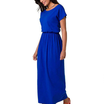 Sophisticated Asymmetric Neckline Cotton Maxi Dress