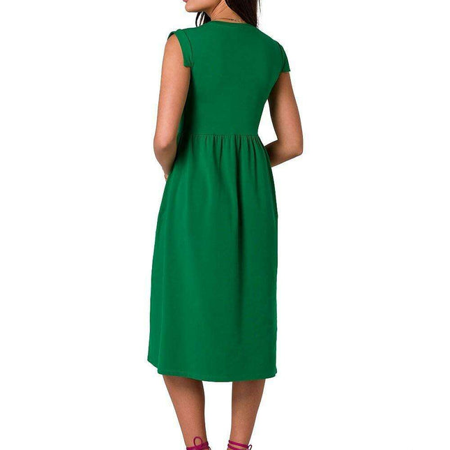 Elegant Holiday Midi Dress with Elevated Waistline