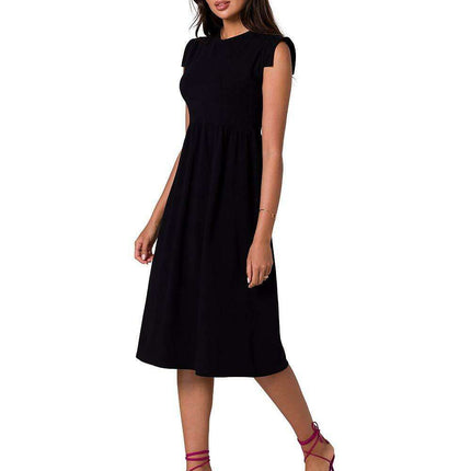 Elegant Holiday Midi Dress with Elevated Waistline