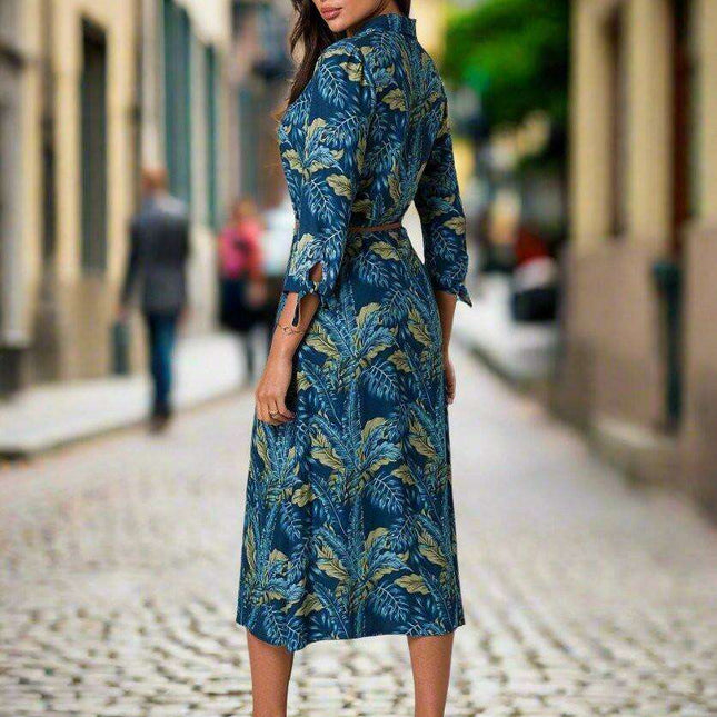 Belted Classic Collar A-Line Dress