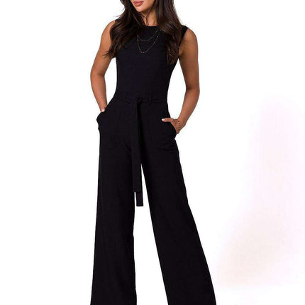Stylish Summer Sleeveless Jumpsuit with Adjustable Waist Tie
