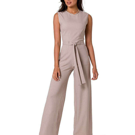 Stylish Summer Sleeveless Jumpsuit with Adjustable Waist Tie