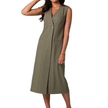 Stylish Sleeveless Summer Button-Up Dress