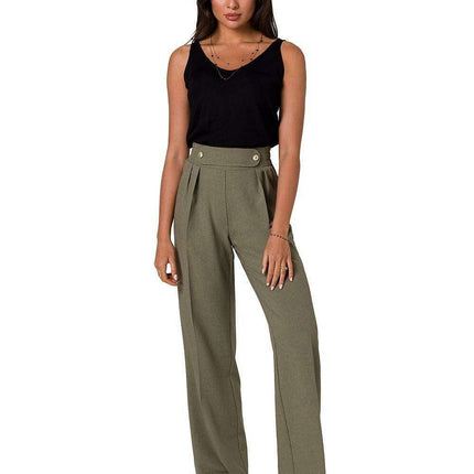 Chic Gold-Accented Lightweight Trousers for Effortless Style
