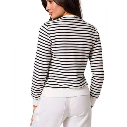 Sophisticated Navy Stripe Sweatshirt with Glamorous Gold Details