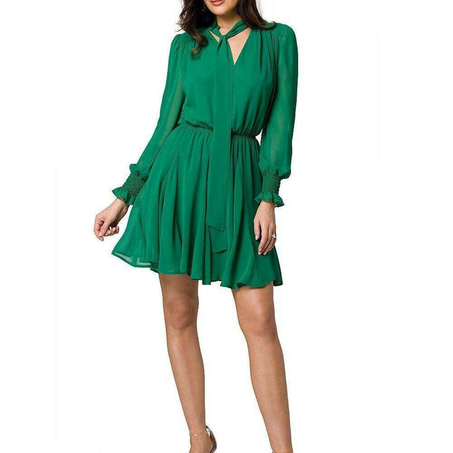 Chic Floral Chiffon Mini Dress with Frill Sleeves and Tie Waist