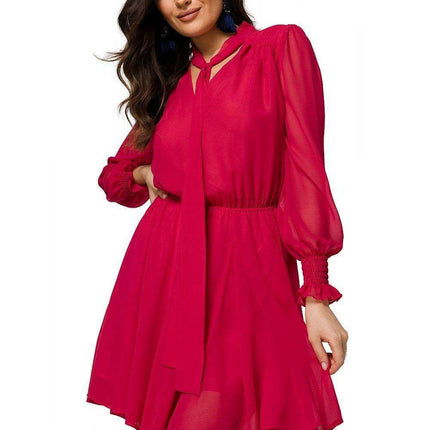 Chic Floral Chiffon Mini Dress with Frill Sleeves and Tie Waist