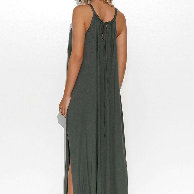Elegant Daytime Maxi Dress with Adjustable Top and Subtle Detailing