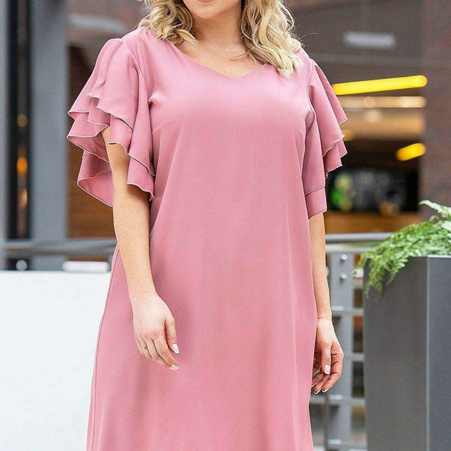 Karko Elegant Plus Size Dress in Stretchy Polyester Blend