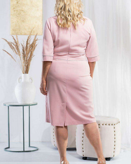 Chic Karko Plus Size Pencil Dress with Elegant Envelope Neckline