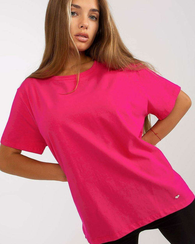 Extended Back Round Neck Tee for Women with Short Sleeves