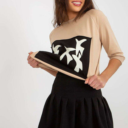 Chic Sweatshirt and Flared Skirt Ensemble