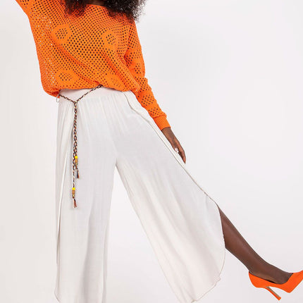 Chic High-Waisted Viscose Trousers with Trendy Waist Tie - Très Elite