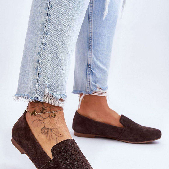 Chic Natural Suede Women's Moccasins - Style 179110