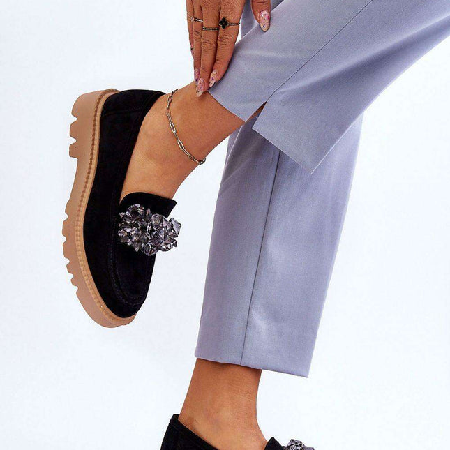 Stylish Eco-Friendly Moccasins with Crystal Details - Model 179111