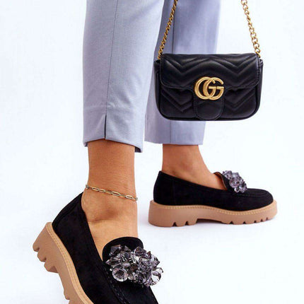 Stylish Eco-Friendly Moccasins with Crystal Details - Model 179111