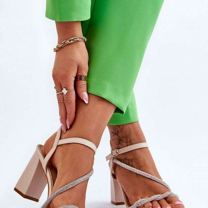 Chic Eco-Friendly Leather Heeled Sandals - Style 179142