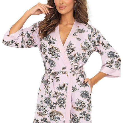 Arabian Dreams: Luxurious Pink Floral Viscose Bathrobe for Ultimate Relaxation