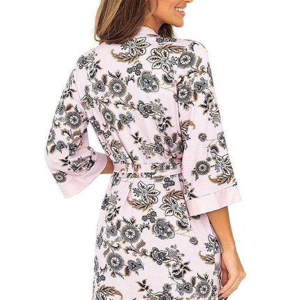 Arabian Dreams: Luxurious Pink Floral Viscose Bathrobe for Ultimate Relaxation