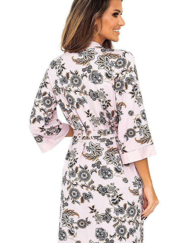 Arabian Dreams: Luxurious Pink Floral Viscose Bathrobe for Ultimate Relaxation