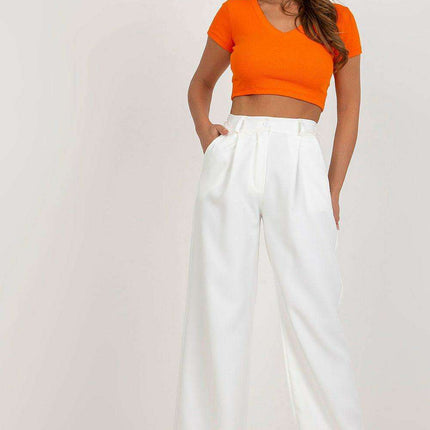 Elegant High Waisted Pleated Trousers By Italian Moda
