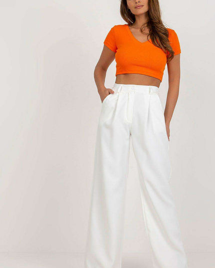 Elegant High Waisted Pleated Trousers By Italian Moda