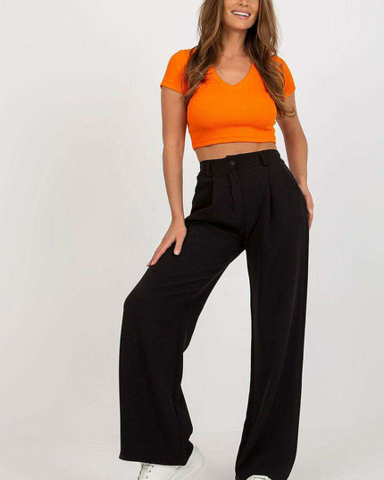 Elegant High Waisted Pleated Trousers By Italian Moda