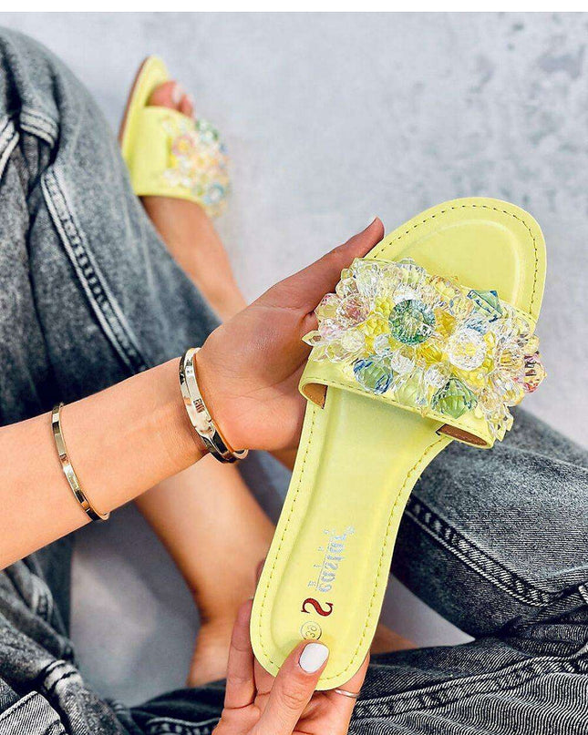 Glamorous Eco-Friendly Flip-Flops with Shiny Stone Accents