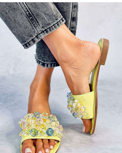 Glamorous Eco-Friendly Flip-Flops with Shiny Stone Accents