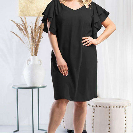 Karko Elegant Plus Size Dress in Stretchy Polyester Blend